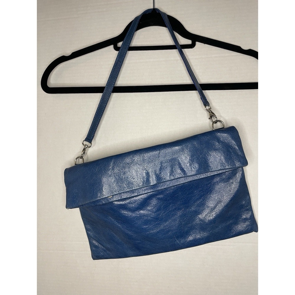 Gianni Chiarini Genuine Leather Blue Handbag Purse Clutch Made In Italy
